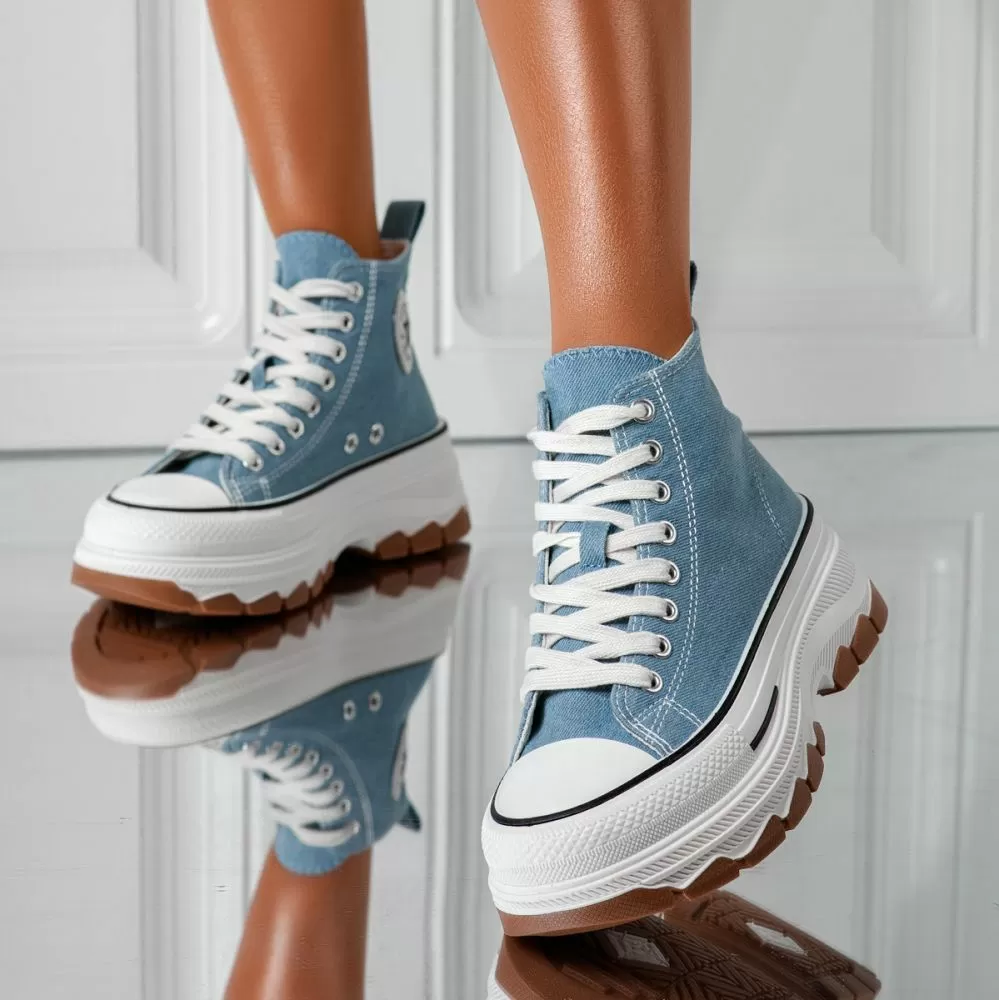 Adidasi dama albastri din material textil Seline #24185