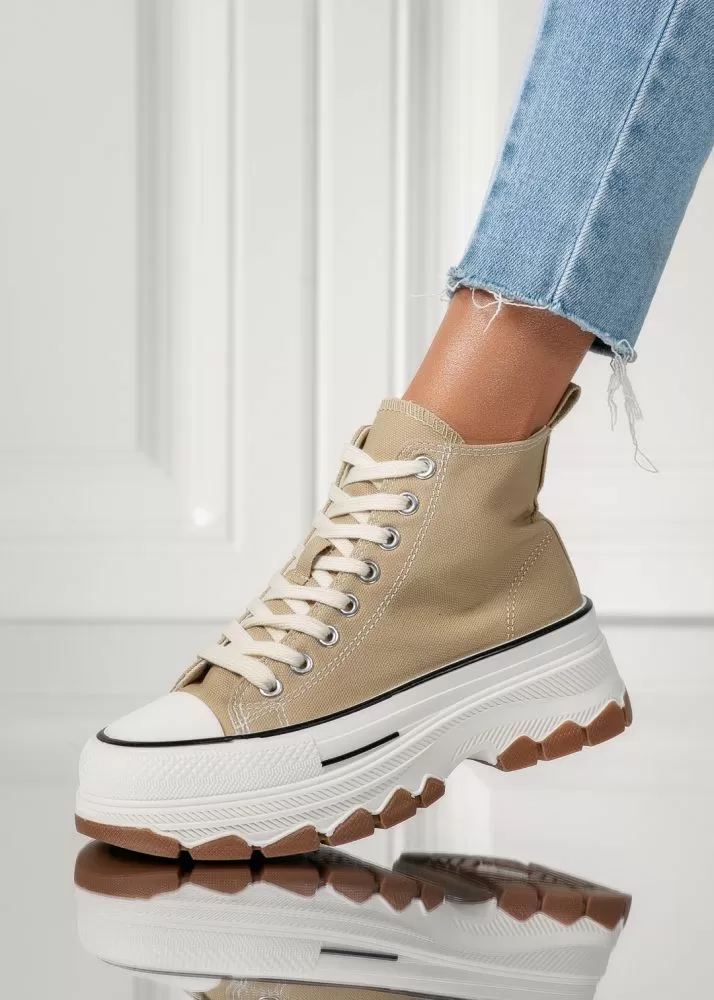 Adidasi dama khaki din material textil Seline #24186