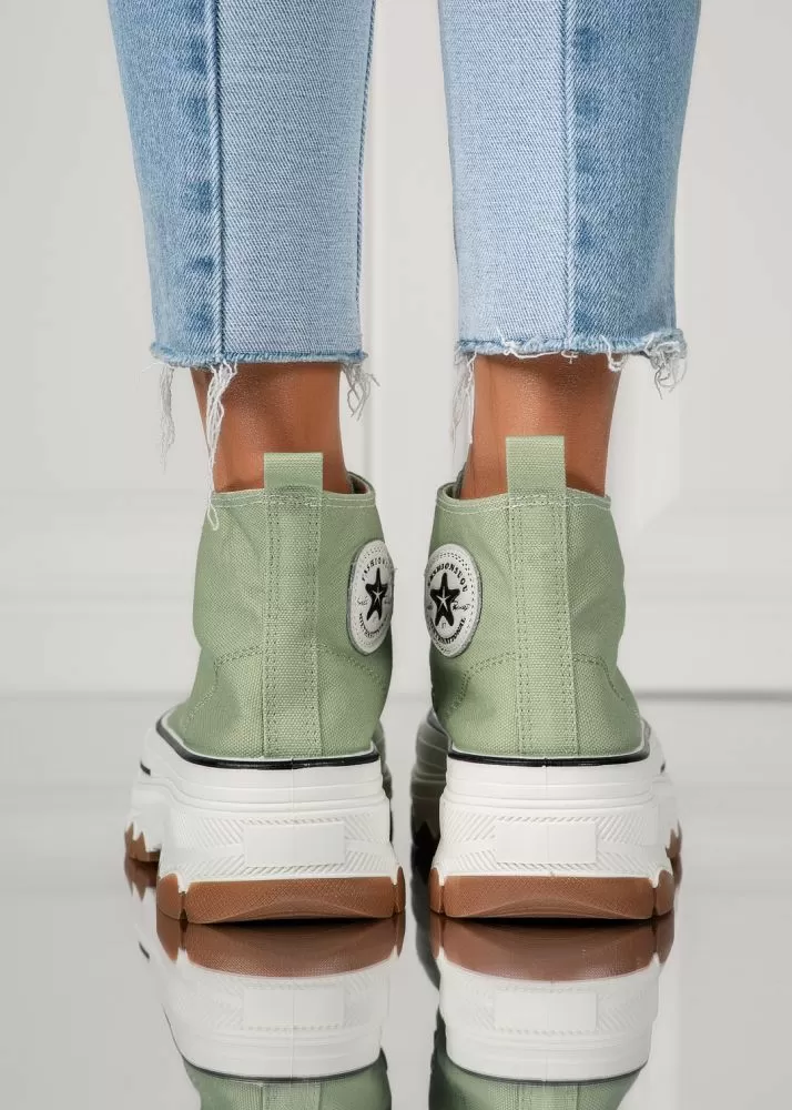 Adidasi dama verzi din material textil Seline #24187