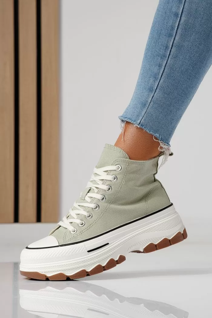 Adidasi dama verzi din material textil Seline #24187