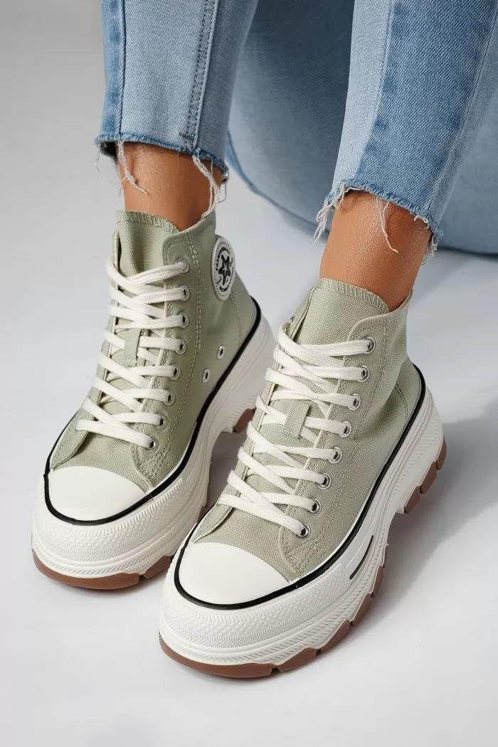 Adidasi dama verzi din material textil Seline #24187