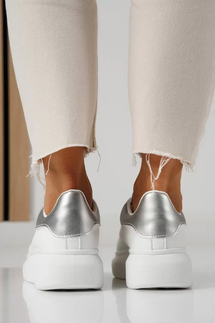 Adidasi dama albi din piele ecologica Raya #24198