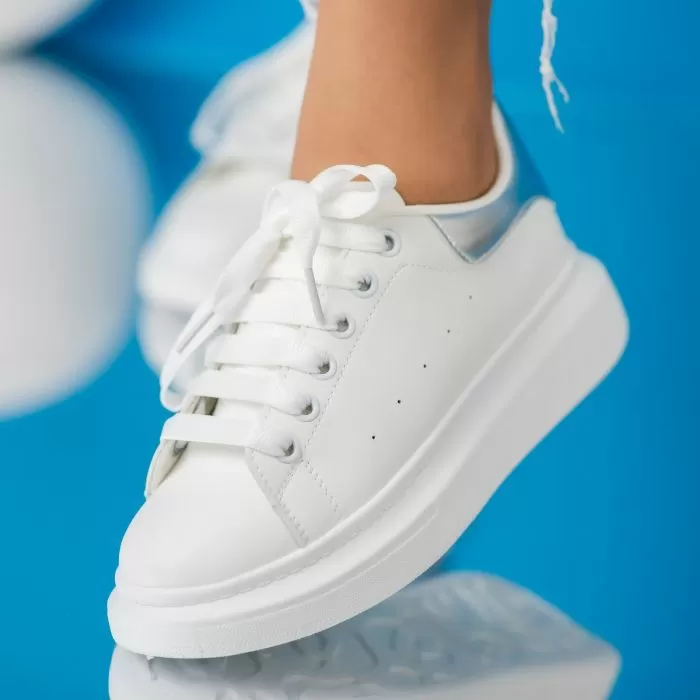 Adidasi dama albi din piele ecologica Raya #24198