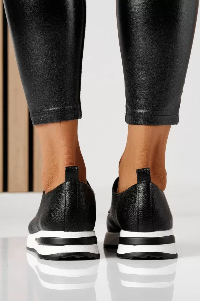 Pantofi casual dama negri din piele ecologica Lara #24200