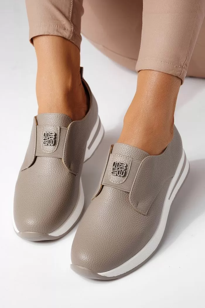 Pantofi casual dama gri din piele ecologica Lara #24202