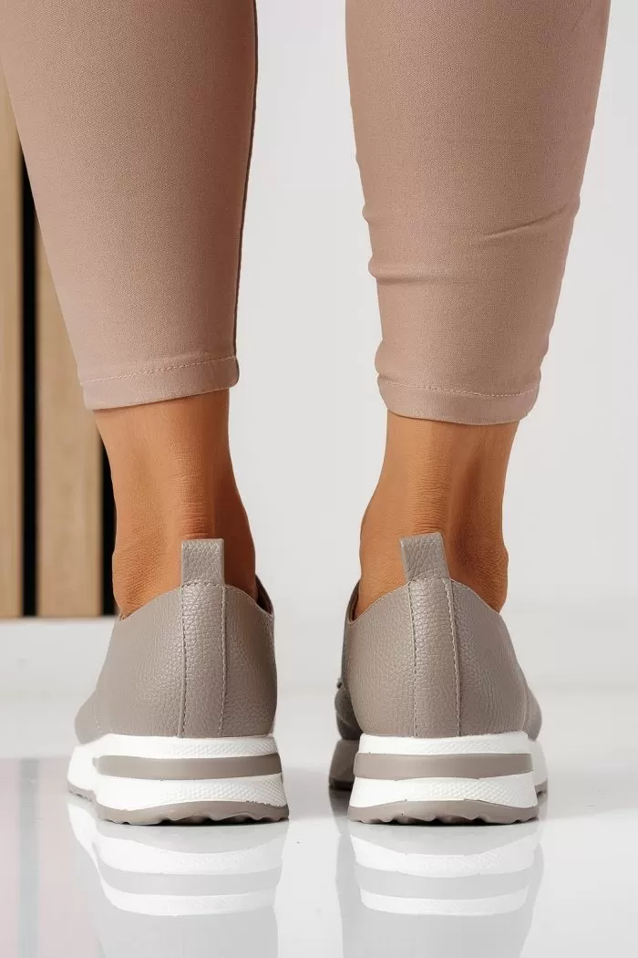 Pantofi casual dama gri din piele ecologica Lara #24202