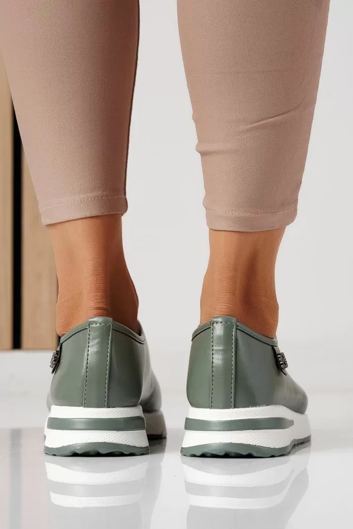 Pantofi casual dama verzi din piele ecologica Azaleea #24204