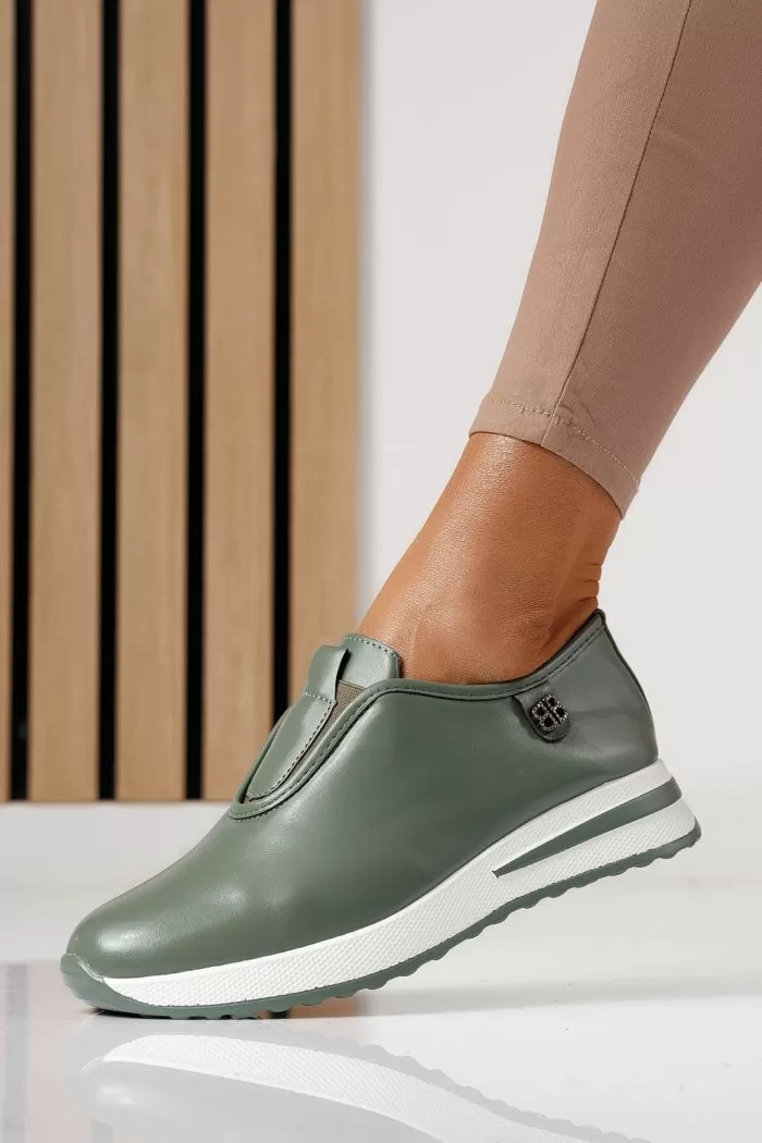 Pantofi casual dama verzi din piele ecologica Azaleea #24204