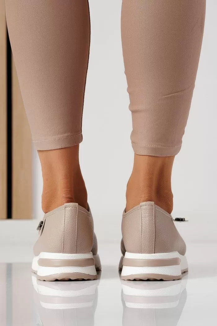 Pantofi casual dama bej din piele ecologica Azaleea #24205