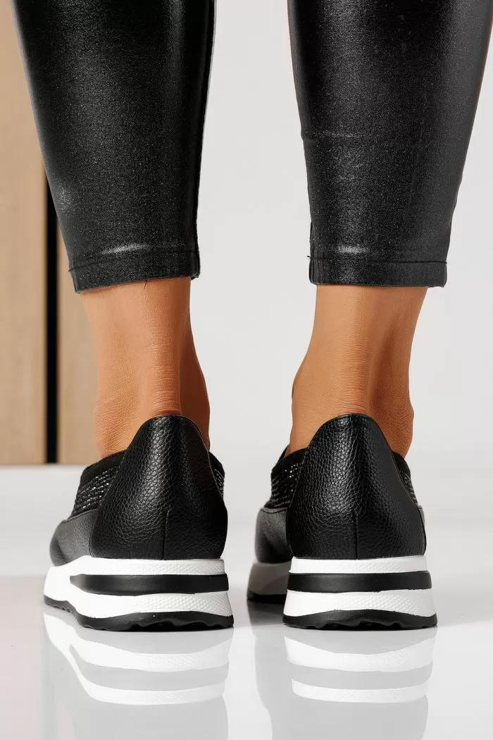 Pantofi casual dama negri din piele ecologica Teona #24206