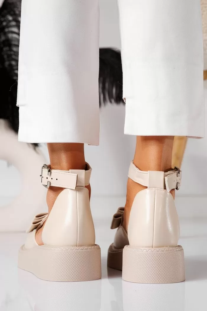 Pantofi casual dama bej din piele ecologica Willy #24211