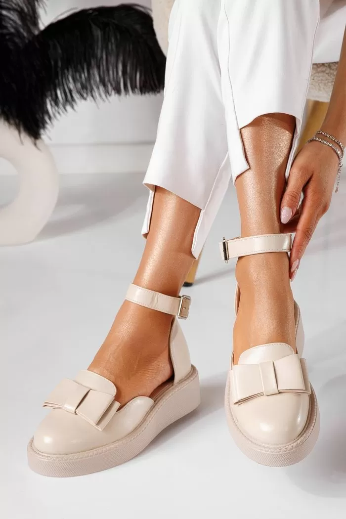 Pantofi casual dama bej din piele ecologica Willy #24211