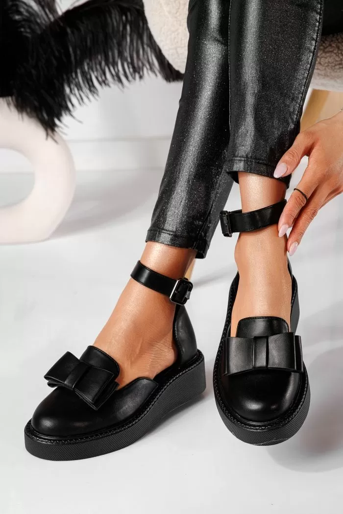 Pantofi casual dama negri din piele ecologica Willy #24212