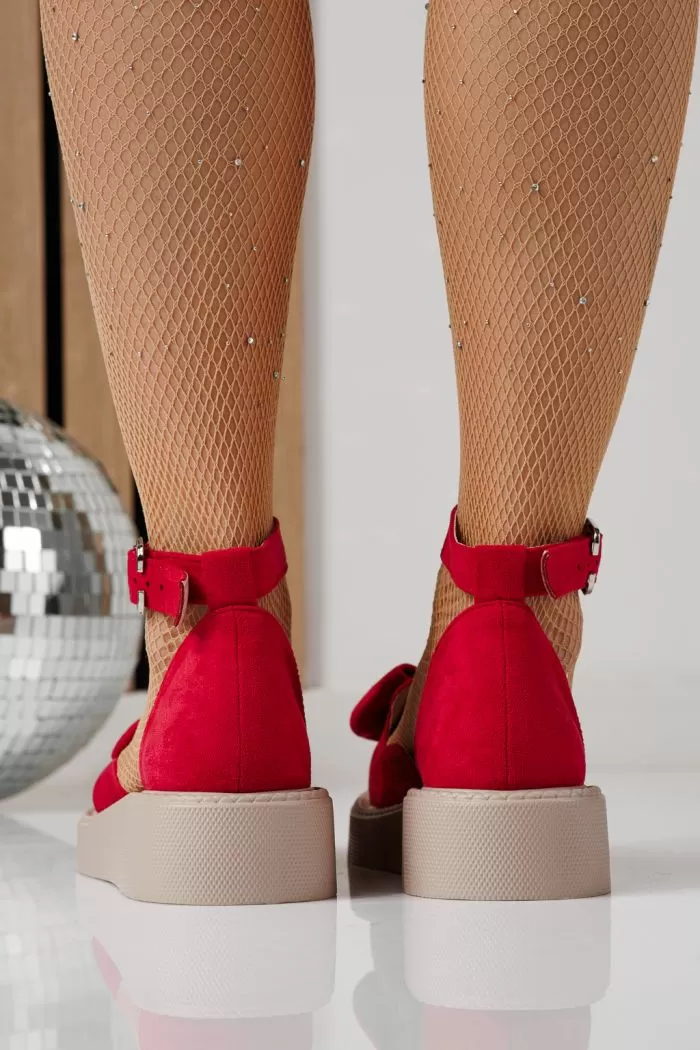 Pantofi casual dama fucsia din piele ecologica intoarsa Adina #24214