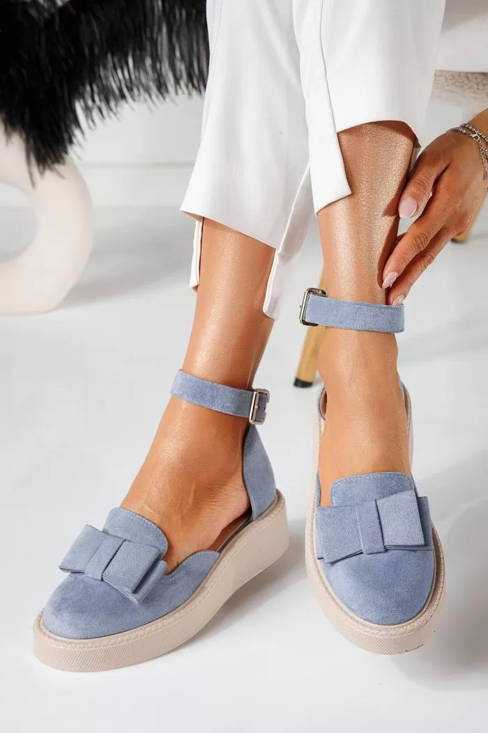 Pantofi casual dama albastri din piele ecologica intoarsa Willy #24224