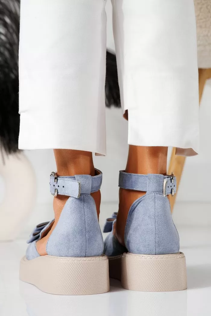 Pantofi casual dama albastri din piele ecologica intoarsa Willy #24224