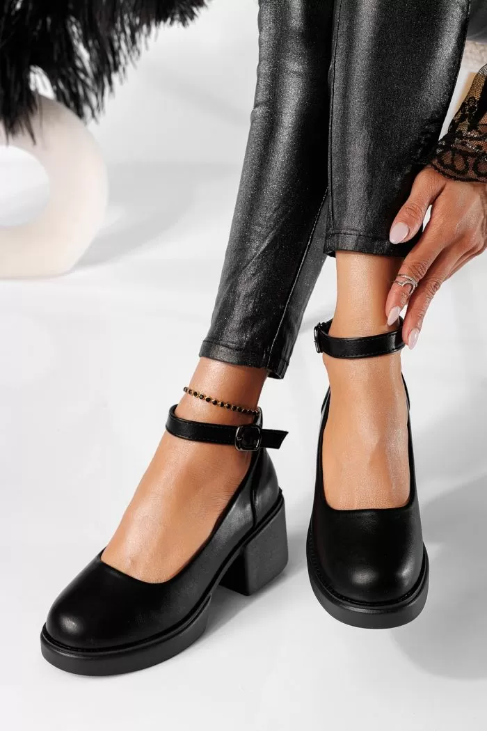 Pantofi casual dama negri din piele ecologica Troya #24228