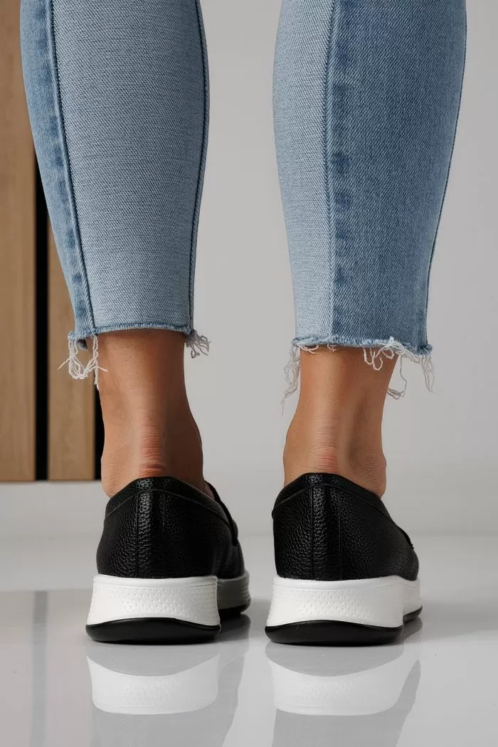 Pantofi casual dama negri din piele ecologica Rania #24273