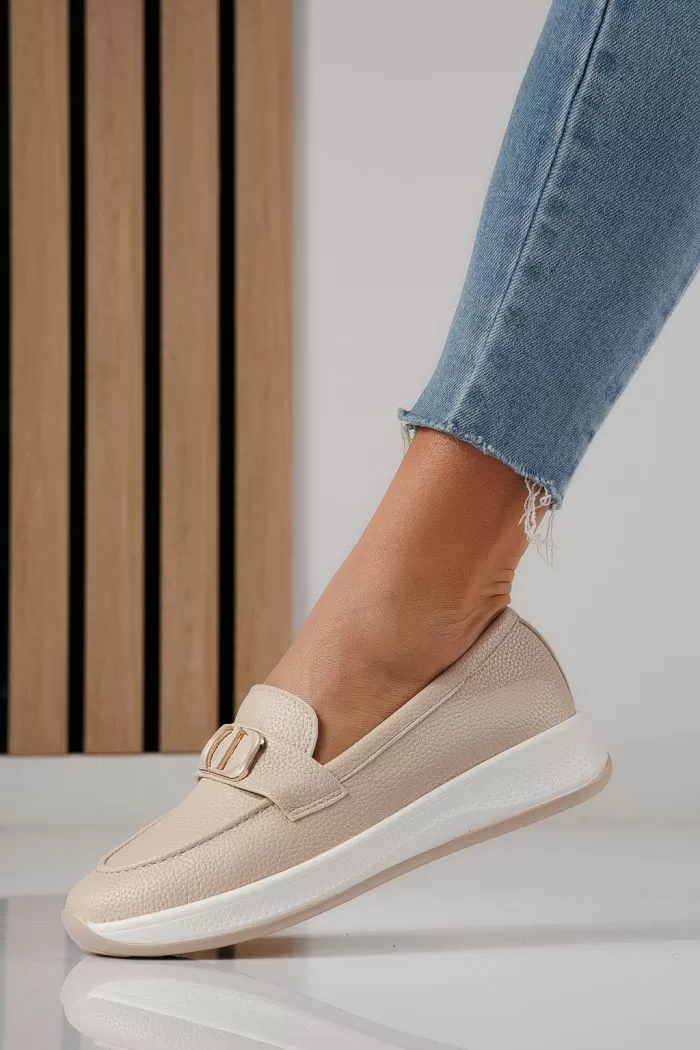 Pantofi casual dama bej din piele ecologica Rania #24274