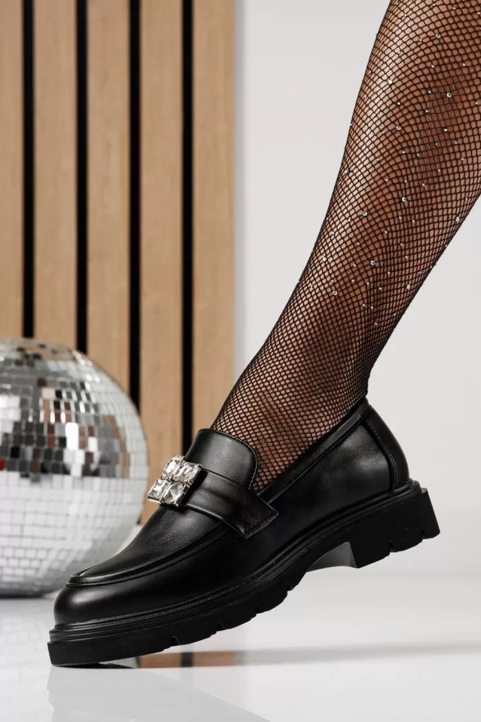 Pantofi casual dama negri din piele ecologica Zina #24281