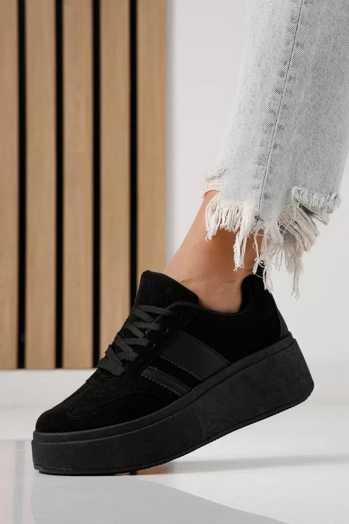 Adidasi dama negri din piele ecologica intoarsa Diana #24301