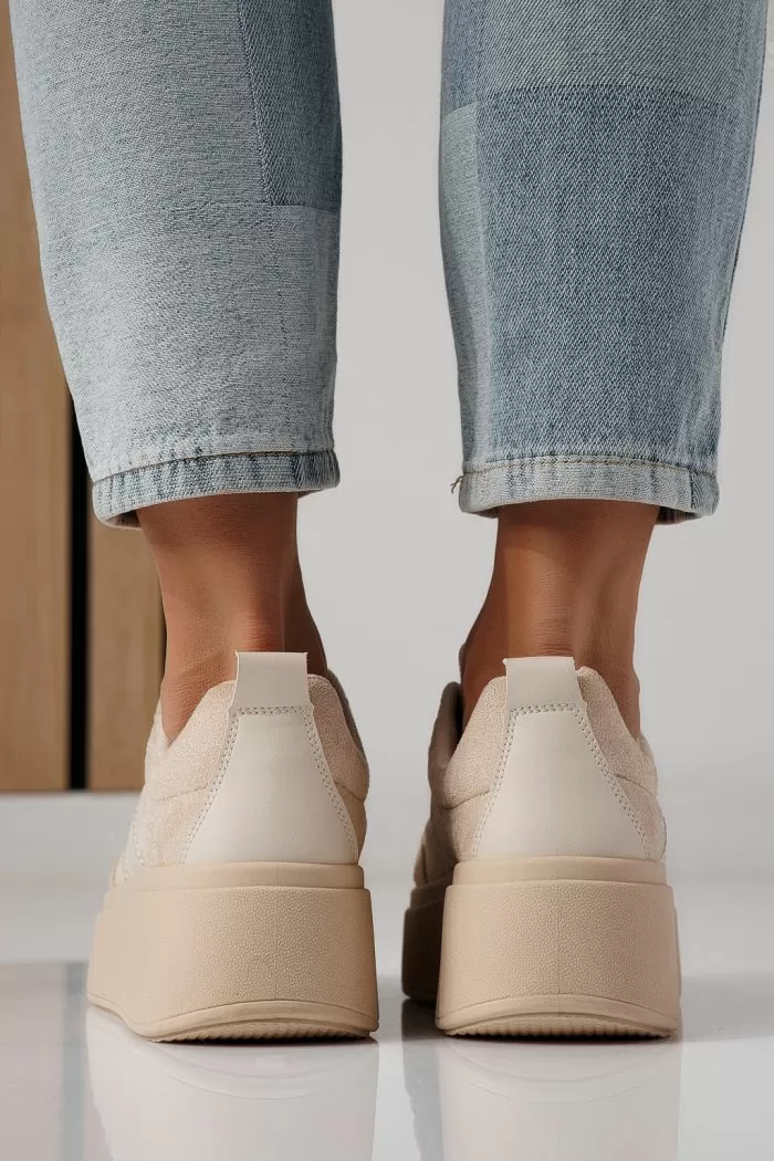 Adidasi dama bej din piele ecologica intoarsa Diana #24302