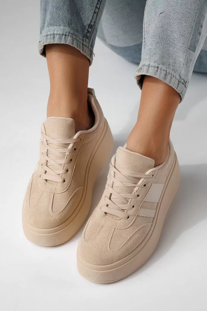 Adidasi dama bej din piele ecologica intoarsa Diana #24302