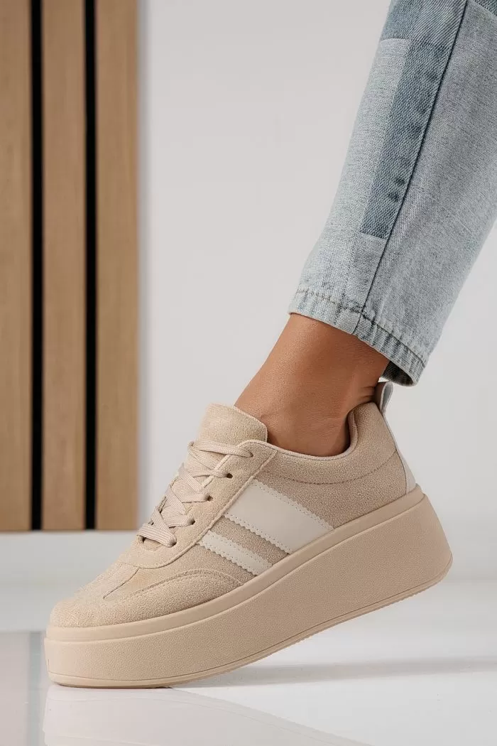 Adidasi dama bej din piele ecologica intoarsa Diana #24302