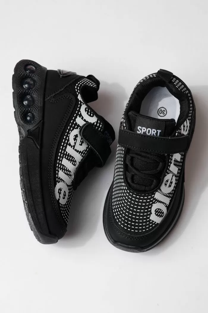 Adidasi copii negri din material textil Freya #24351