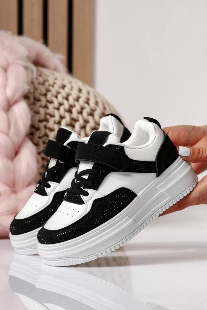 Adidasi copii albi din piele ecologica Aris #24396