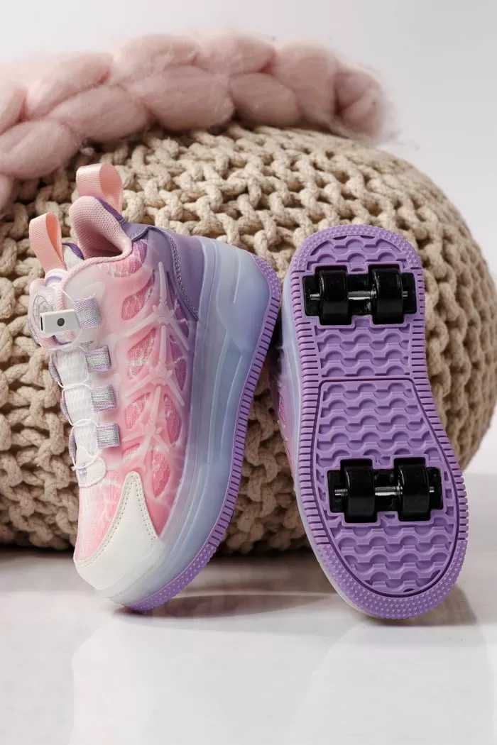 Adidasi cu role mov din material textil Helys #24408