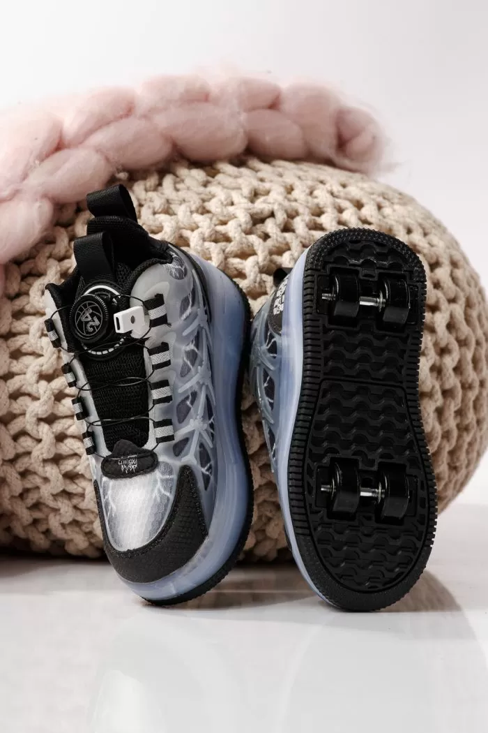 Adidasi cu role negri din material textil  Helys #24409