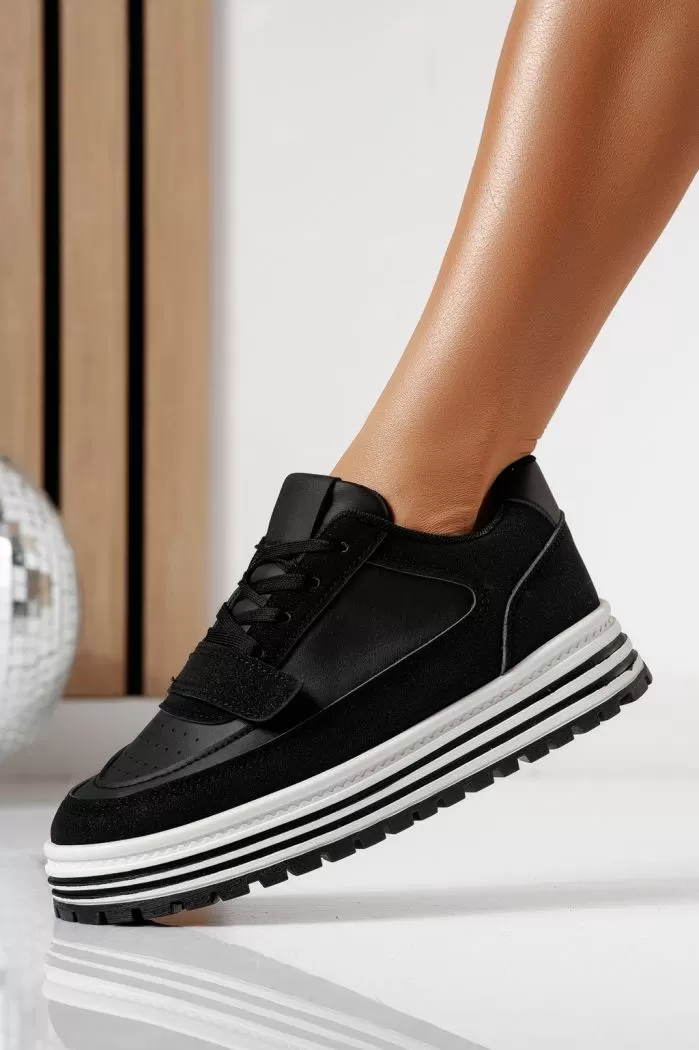 Adidasi dama negri din piele ecologica Tabitha #24457