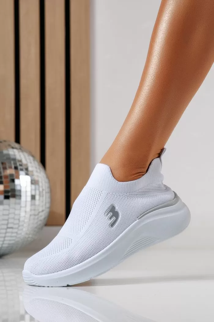 Adidasi dama albi din material textil Alona #24460