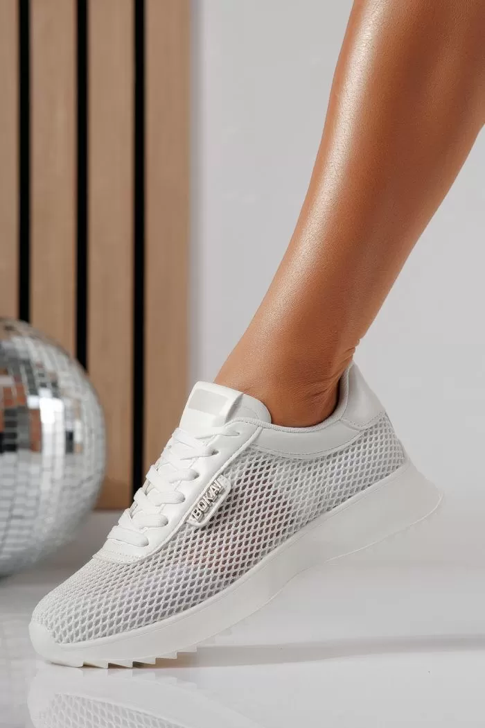 Adidasi dama albi din material textil Elah #24463