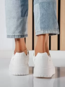 Adidasi dama albi din piele ecologica Mavis #24466