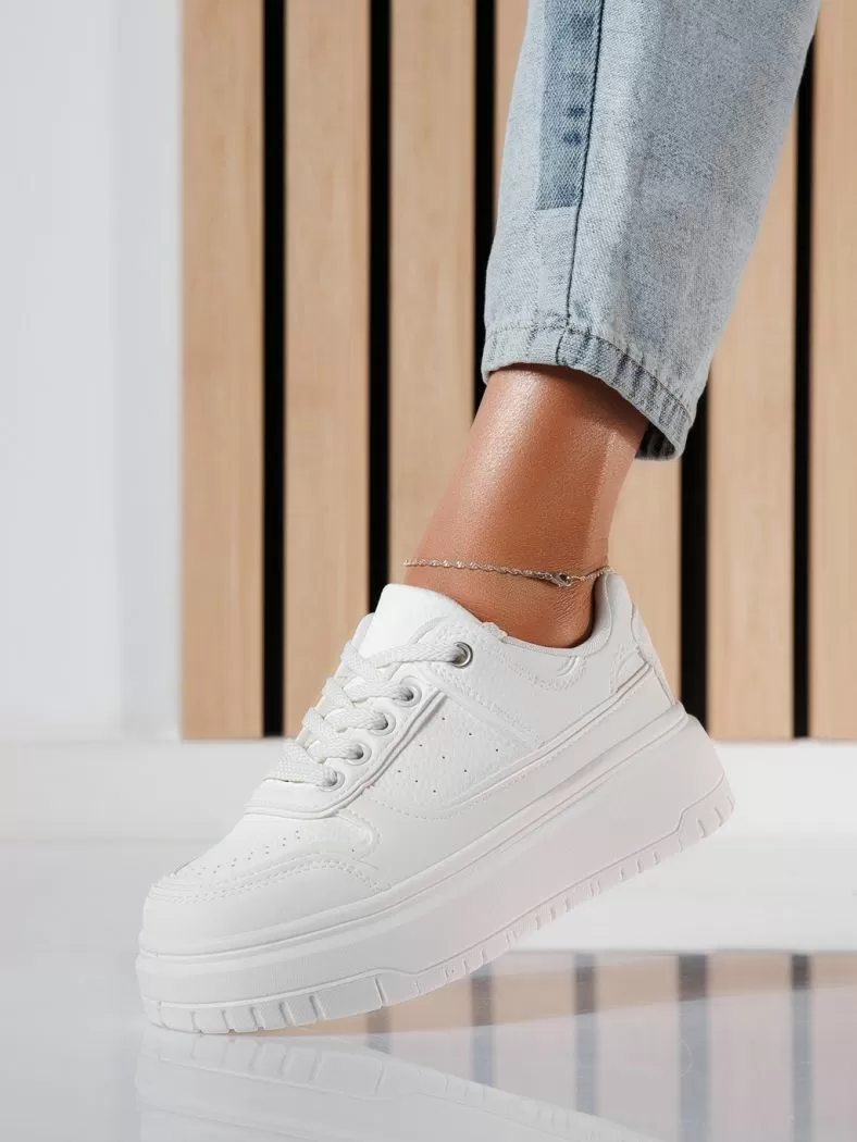 Adidasi dama albi din piele ecologica Mavis #24466