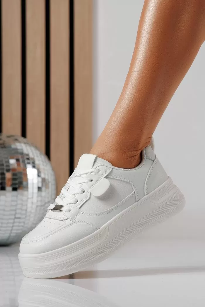 Adidasi dama albi din piele ecologica Fabia #24468