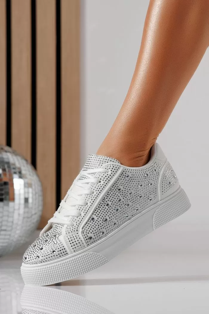 Adidasi dama albi din piele ecologica intoarsa Lorete #24479