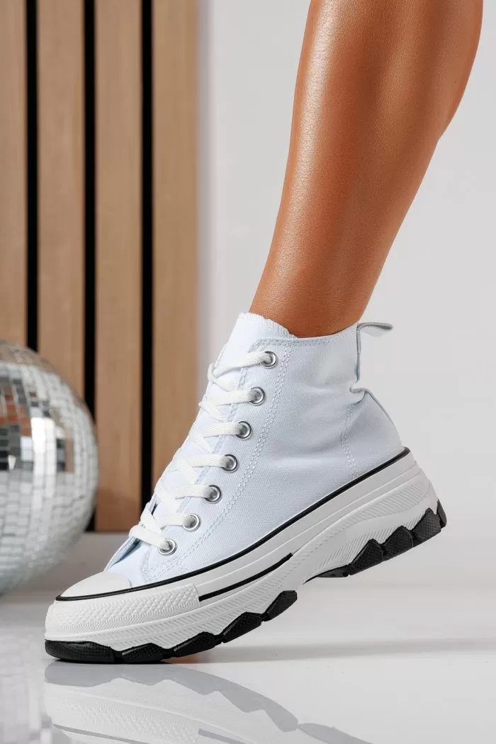 Adidasi dama albi din material textil Vanda #24488