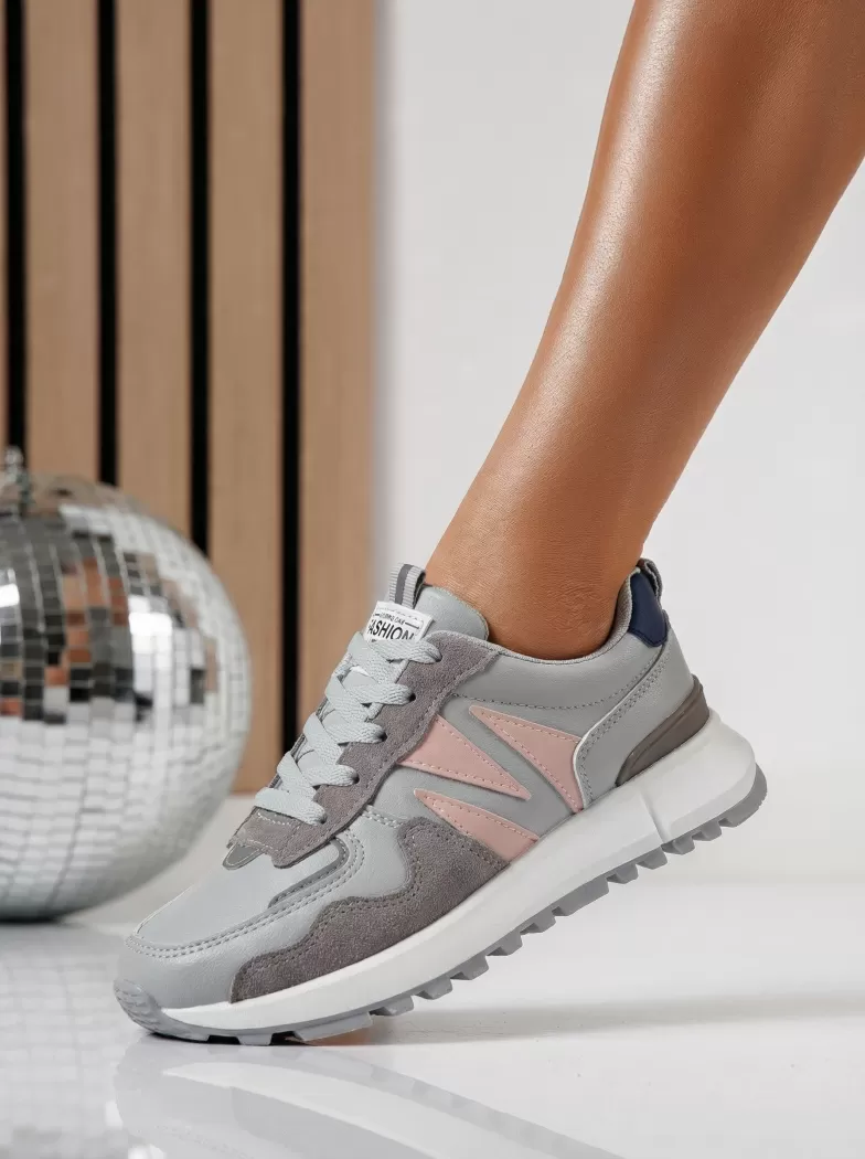 Adidasi dama gri din piele ecologica Kalina #24505