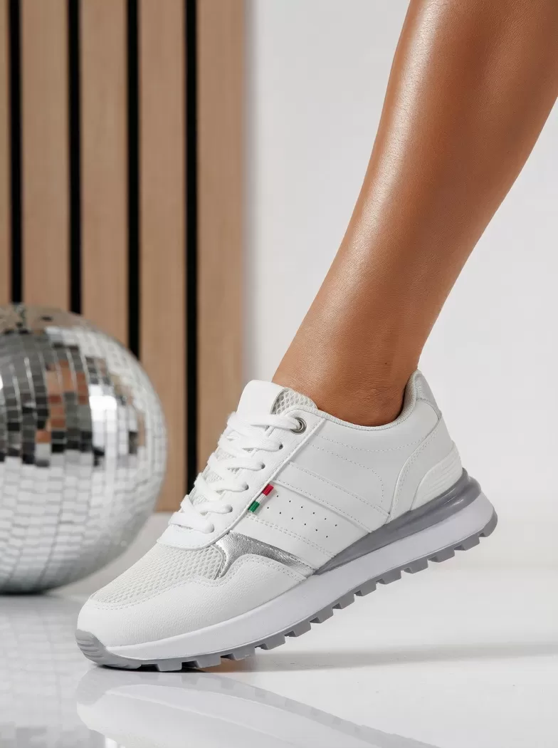 Adidasi dama albi din piele ecologica Zhanna #24507