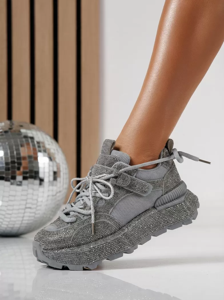 Adidasi dama gri din material textil Ester #24510