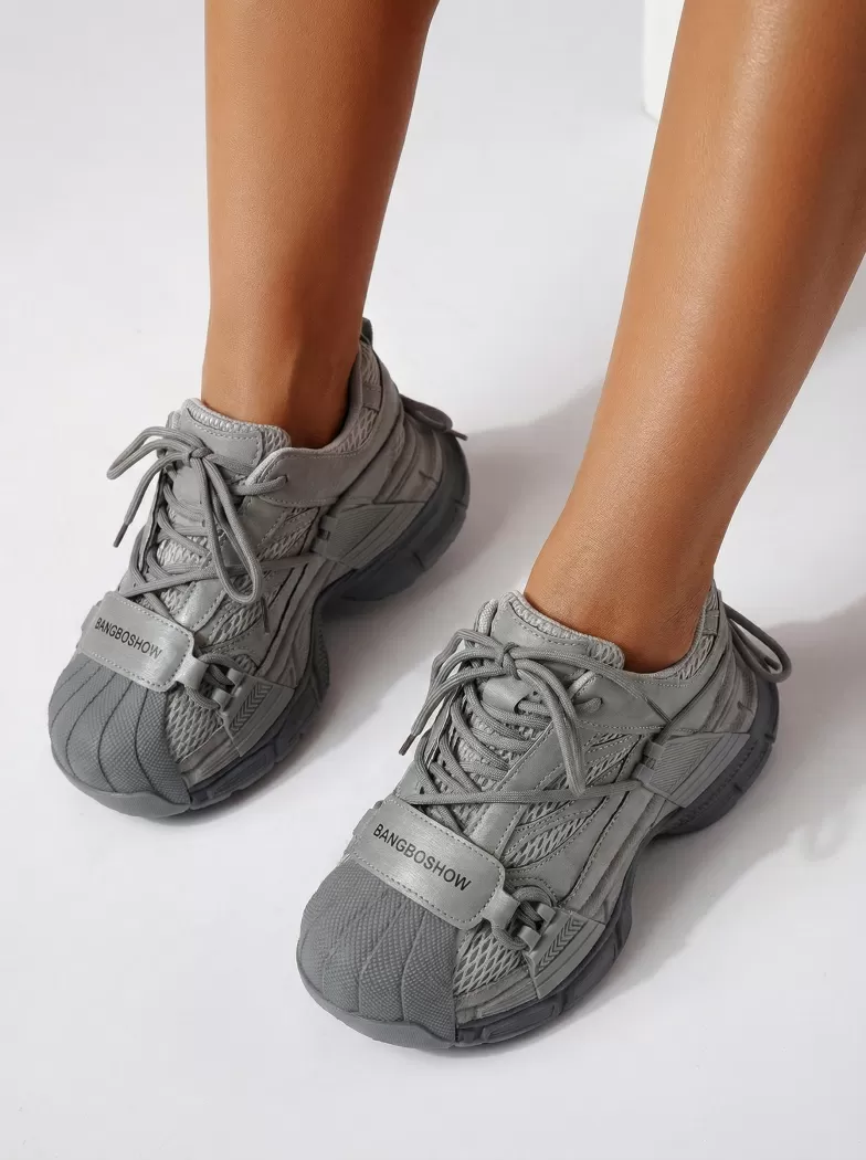 Adidasi dama gri din material textil Hellen #24511