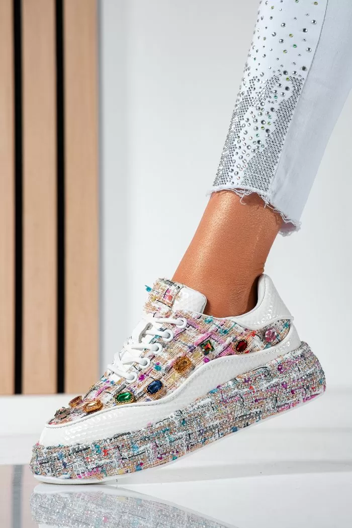 Adidasi dama albi din piele ecologica Eda #24532