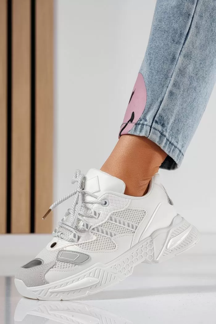 Adidasi dama albi din piele ecologica Devi #24543