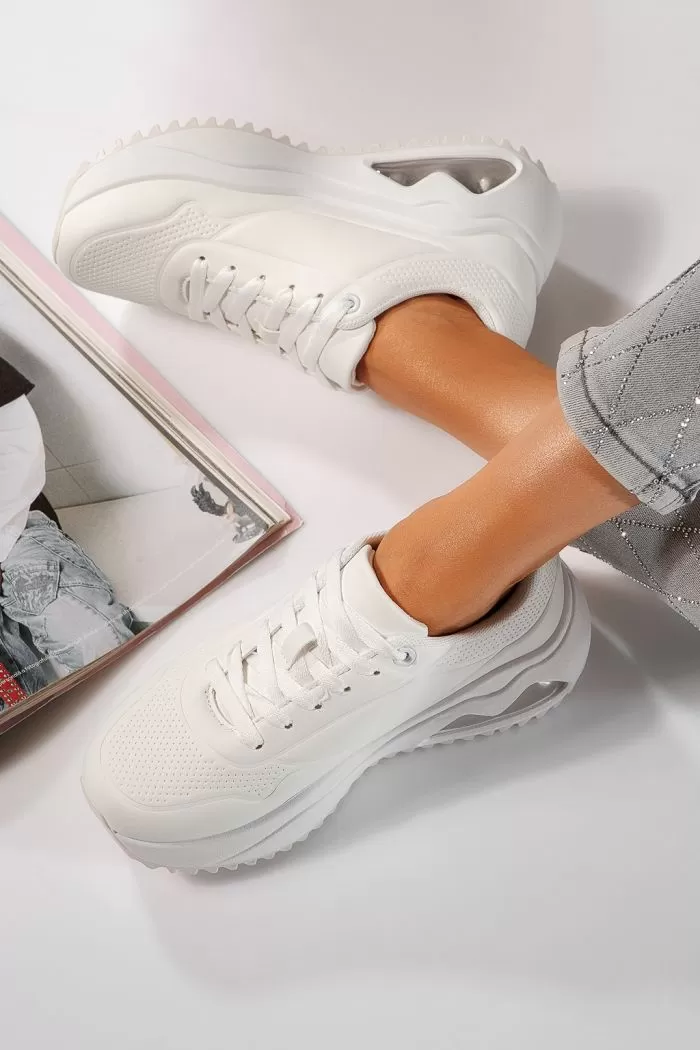 Adidasi dama albi din piele ecologica Audrey #24554