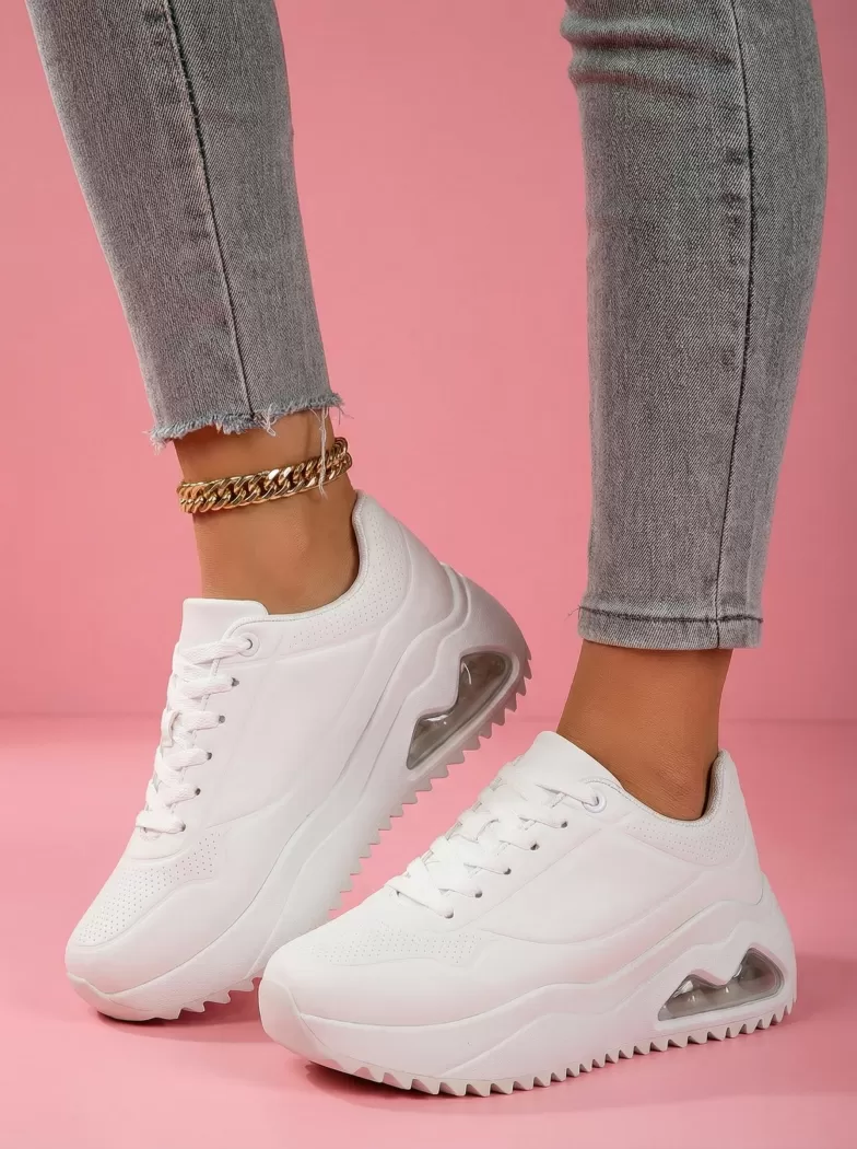 Adidasi dama albi din piele ecologica Audrey #24554