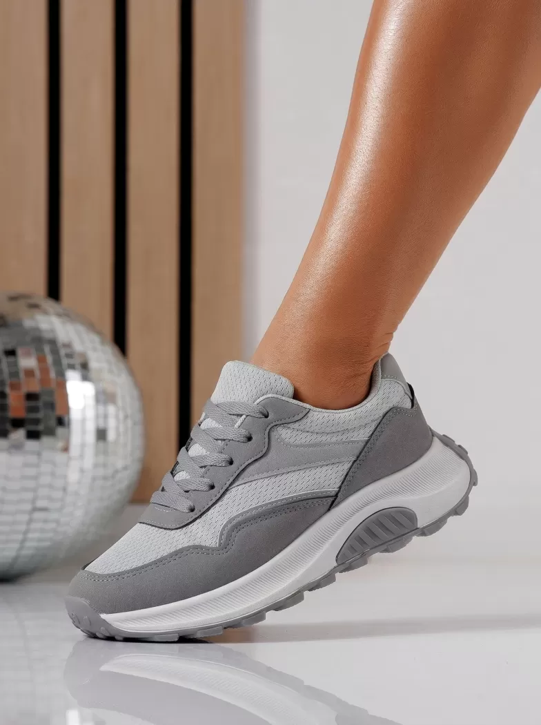 Adidasi dama gri din material textil Agatha3 #24583