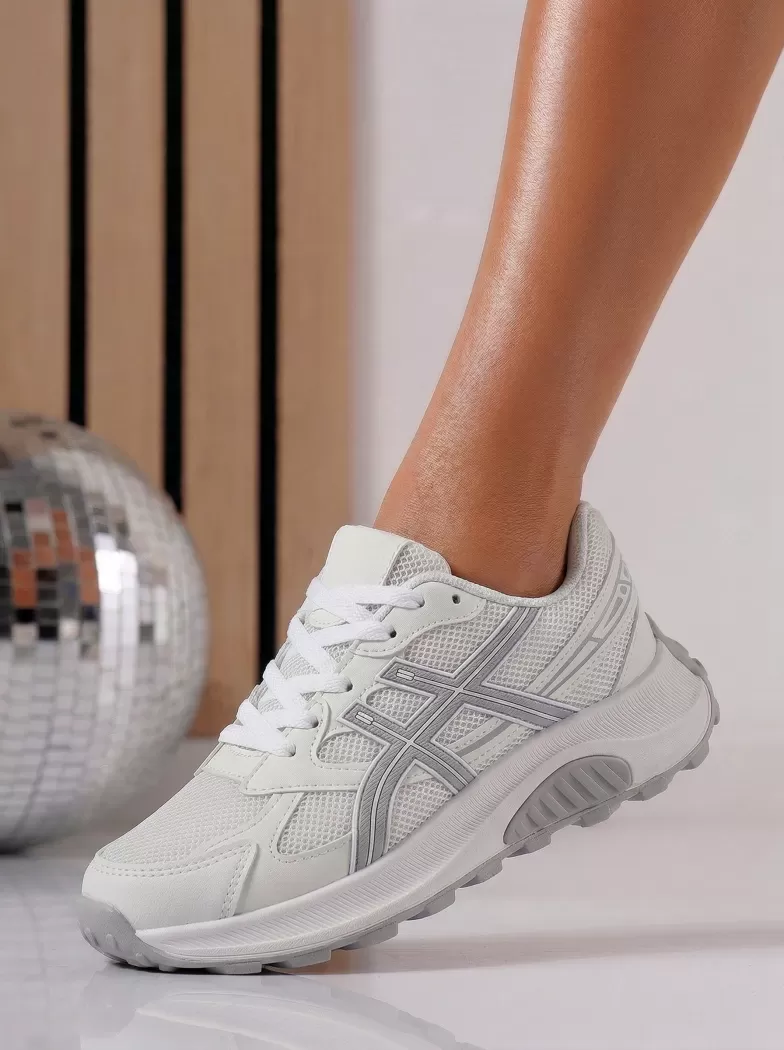 Adidasi dama albi din material textil Agatha4 #24585